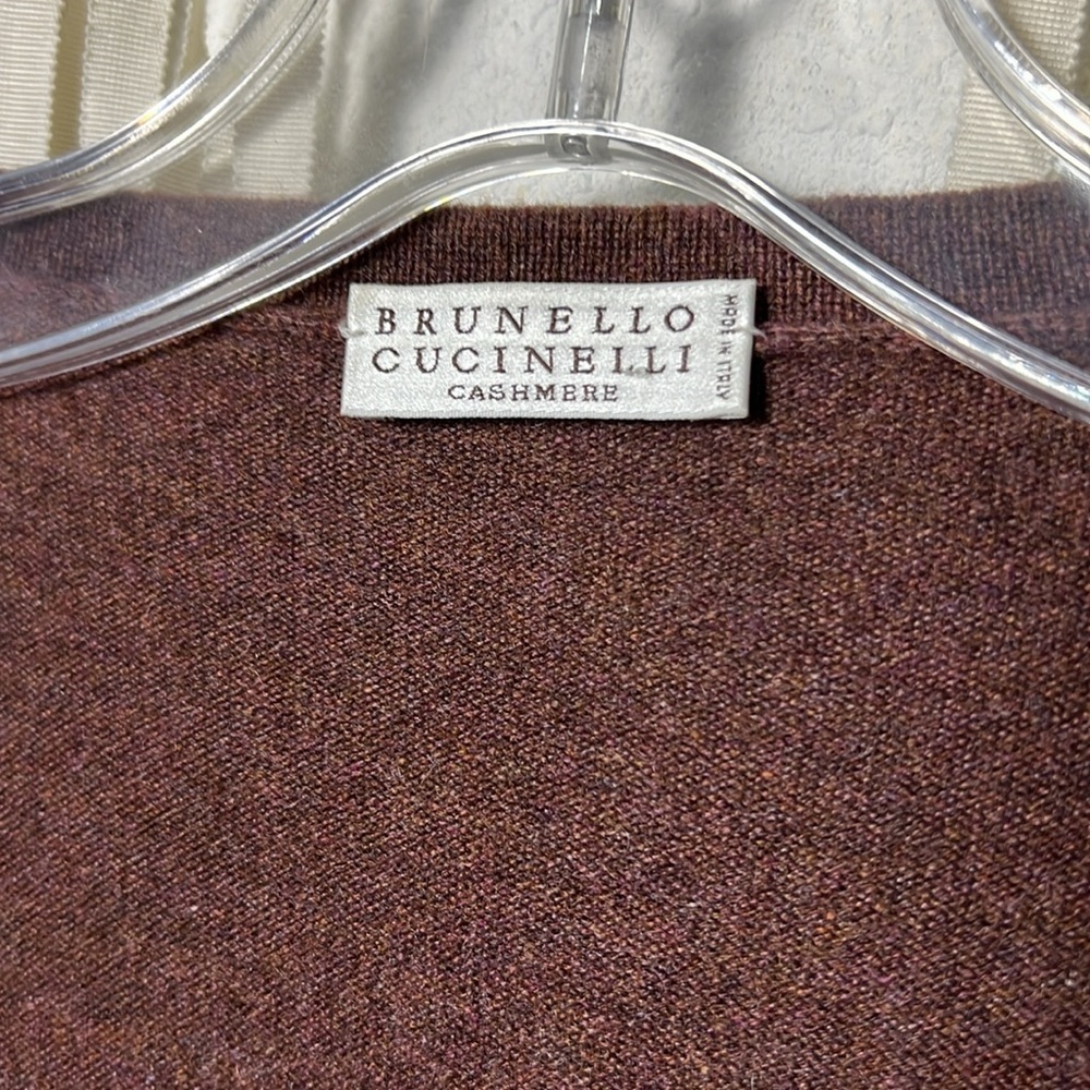 Brunello Cucinelli Cinnamon Colored Cashmere V-Neck Sweater Size M - Picture 9 of 12